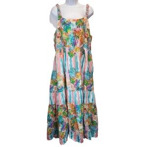 Destination 365 Printed Maxi Dress Women's Size XL Braided Straps Multicolor